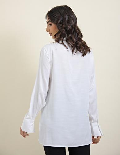 Camisa Satén Manga Larga Blanco - Miniatura 6