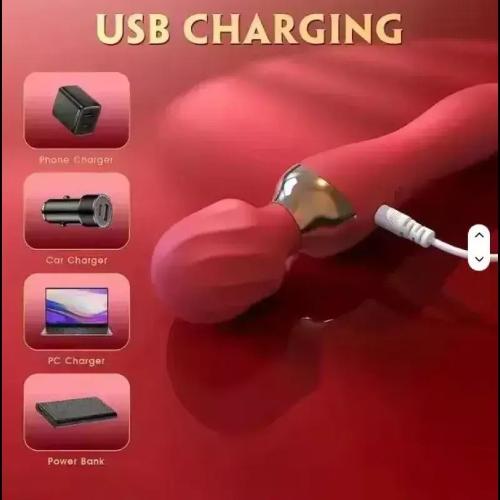 Vibrador Wand Potente 12 Modos Recargable Usb Rosa - Miniatura 5