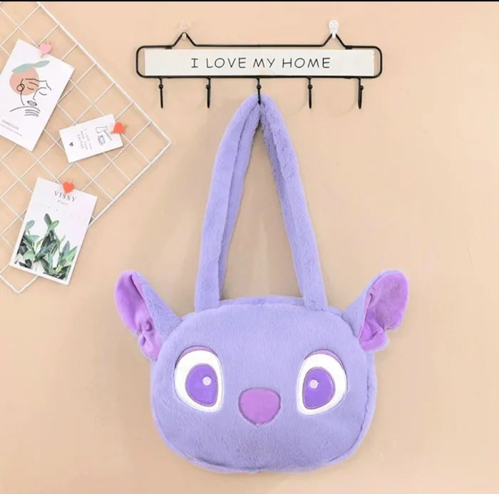 Bolso Stitch Kawaii Infantil Peluche Violeta Cartera Niña Nena Moda Tendencia