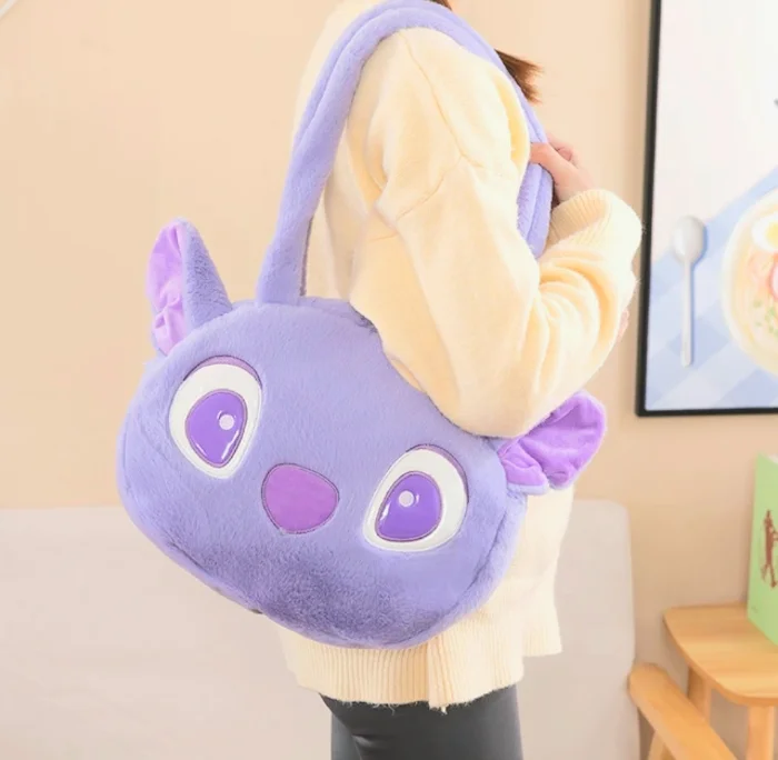Bolso Stitch Peluche Violeta Cartera Niñas Nenas Infantil Cómoda Tendencia  Moderno