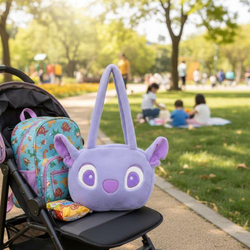 Bolso Stitch Peluche Violeta Cartera Niñas Nenas Infantil Cómoda Tendencia  Moderno - Miniatura 5