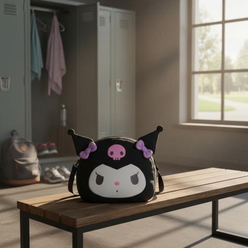 Bolso Infantil Kuromi Peluche Negro Cartera Niña Nena Tendencia Kawaii Moda Liviana - Miniatura 5