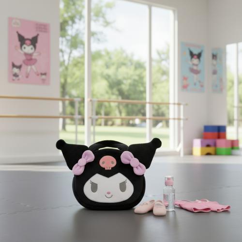 Bolso Infantil Kuromi Peluche Negro Cartera Niña Nena Tendencia Kawaii Moda Liviana - Miniatura 6