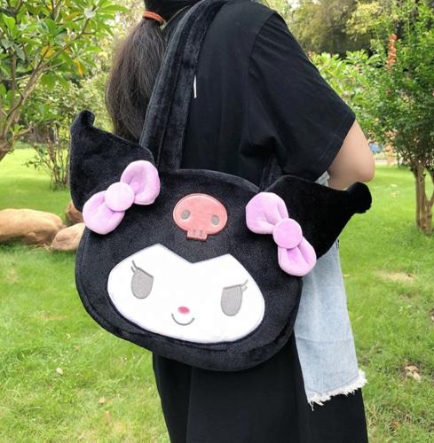 Cartera Kuromi Peluche Negro Bolso Infantil Niñas  Tendencia  Moderno Liviano Calidad - Miniatura 1