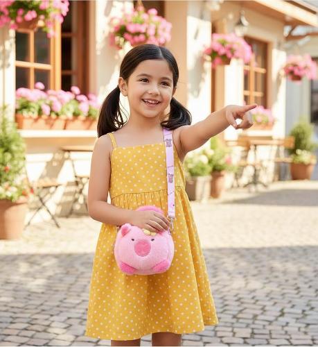 Bolso Infantil Capibara Rosa Peluche Cartera Niña Kawaii Suave Moda Tendencia