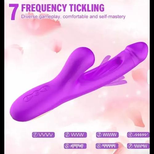 Vibrador Triple Succionador Consolador Estimulador Clítoris Rojo - Miniatura 6