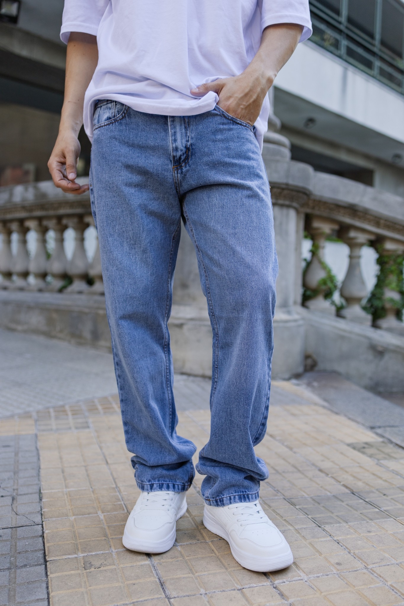 Pantalon Recto Azul Claro - Imagen 2