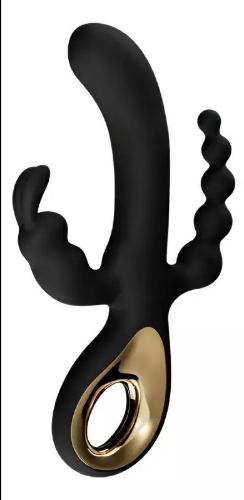 Vibrador Triple Estimulación Vaginal Anal 3 Puntas 10 Modos Negro - Miniatura 3