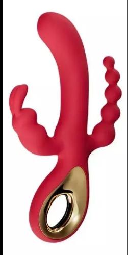 Vibrador Triple Estimulación Vaginal Anal 3 Puntas 10 Modos Negro - Miniatura 6