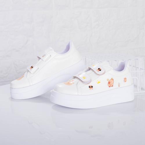 Zapatillas Capibara Urbana Infantiles Nene Blancas Velcro Modernas Cómodas Livianas - Miniatura 2