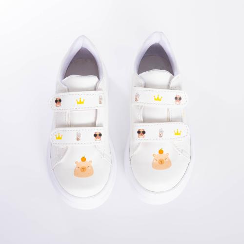 Zapatillas Capibara Urbana Infantiles Nene Blancas Velcro Modernas Cómodas Livianas - Miniatura 3