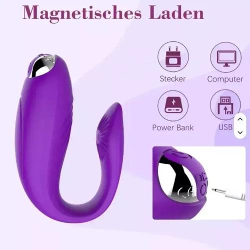 Vibrador Pareja Doble Estimulador Punto G Herradura Violeta - Miniatura 3