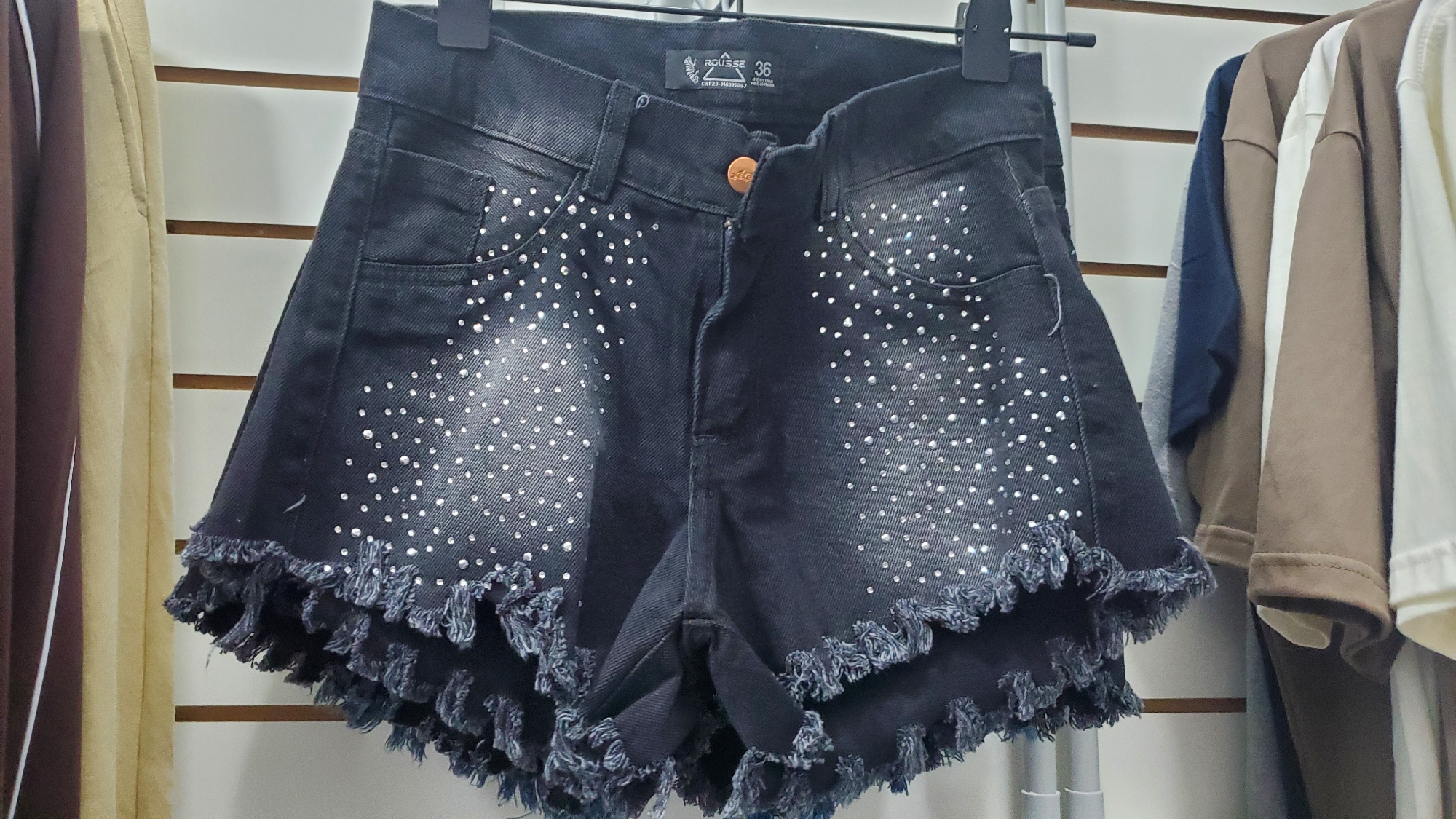 Short Jean Mom Corto Liso Brillos - Imagen 7