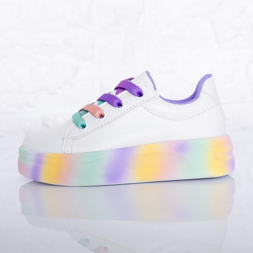 Zapatillas Urbanas Arcoíris Multicolor Niñas Nenas Blancas Cordones Accesorio Cómodas