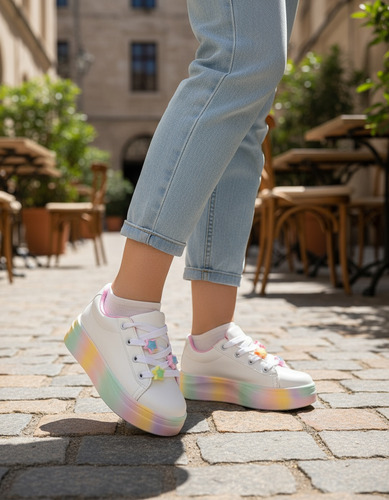 Zapatillas Calzado Arcoíris Nenas Modernas Cordones Urbanas Estilo Moderno Livianas - D_988583-MLA92279439516_092025-O.jpg
