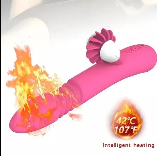 Consolador Vibrador Lengua Calentador Doble Estimulación