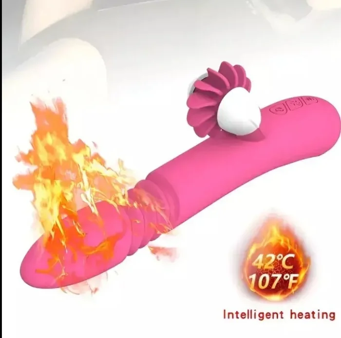 Consolador Vibrador Lengua Calentador Doble Estimulación