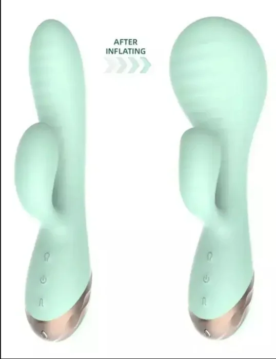 Vibrador Inflable Consoldor Vaginal Anal 10 Modos Usb Celeste