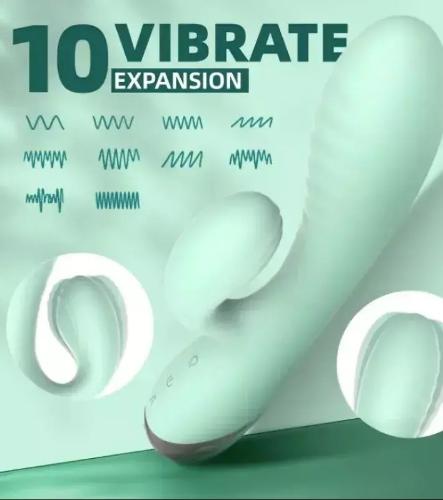 Vibrador Inflable Consoldor Vaginal Anal 10 Modos Usb Celeste - Miniatura 2