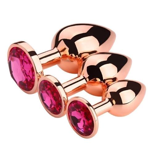 Plug Anal Rosa Metalico Joya Small Dilatador Hipoalergénico