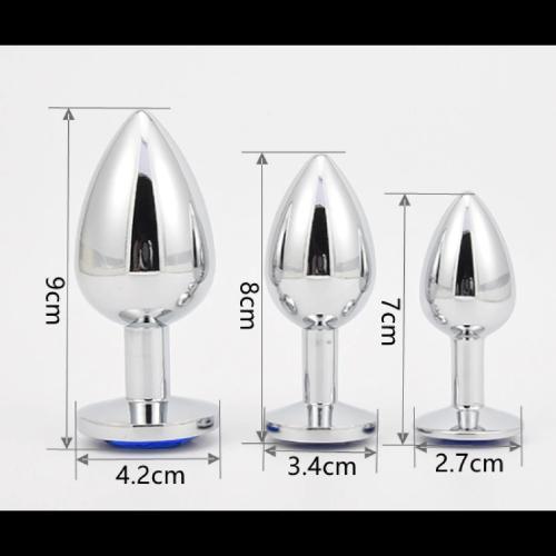 Plug Anal Rosa Metalico Joya Small Dilatador Hipoalergénico - Miniatura 3