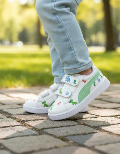 Zapatillas Dibujos Dinosaurios Nene Doble Abrojo Eco Cuero Modernas Livianas Cómodas