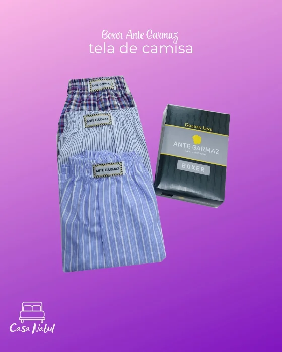 Boxer Tela de Camisa Bragueta Puro Algodon