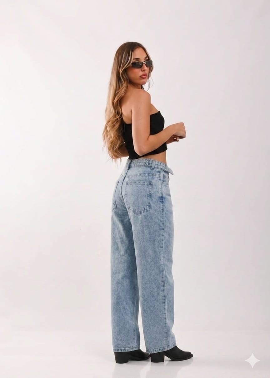 Jeans  Baggy Celeste Laser Venta  Solo por Mayor - Imagen 3