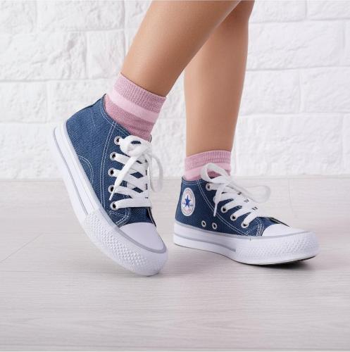 Zapatillas Botitas Infantil Niñas Nenas  Acordonadas Lona Estampadas Moda Livianas - Miniatura 3