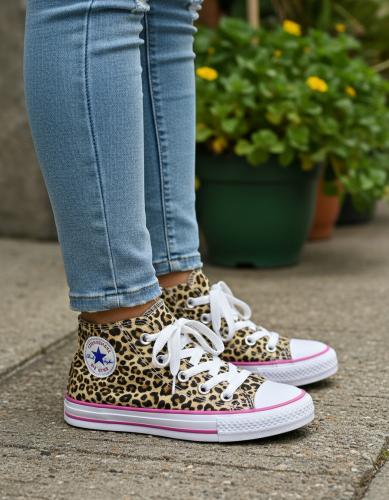 Zapatillas Botitas Infantil Niñas Nenas  Acordonadas Lona Estampadas Moda Livianas - Miniatura 5