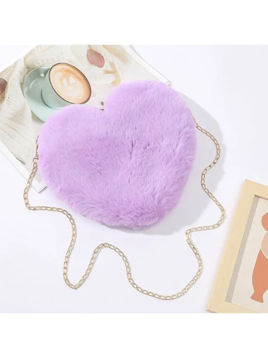 Accesorios Carterita  Corazón Peluche Nenas Niñas Suave Calidad Moderno  Tendencia