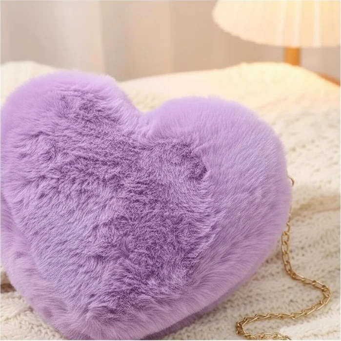 Bolso Carterita Infantil Corazón Peluche Extra Suave Varios Colores Ideal Regalo