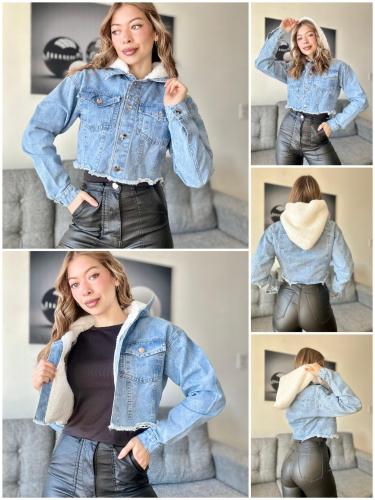 Campera Denim Dama con Corderito