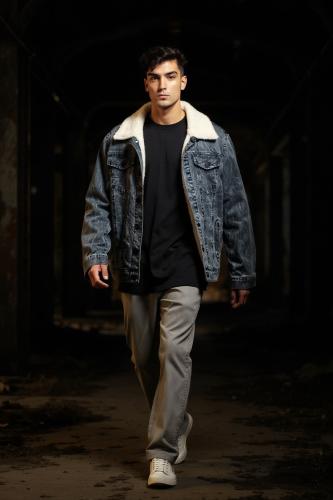 Camperas Jeans con Corderito Gris
