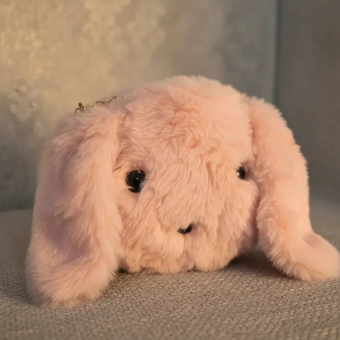 Bolso Cartera Conejo Peluche Cariñoso  Cadena Dorada Estilo Kawaii Nenas