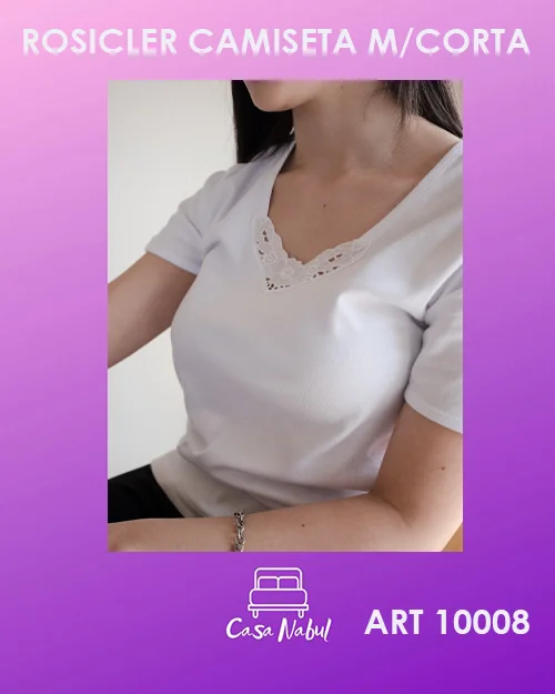 Camiseta Manga Corta Ribb Puro Algodon Rosicler