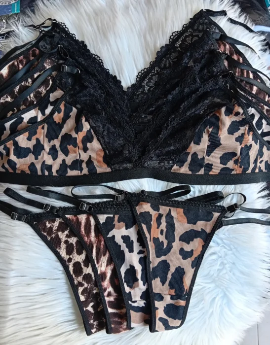 Conjunto Bralet Print Puntilla Docena