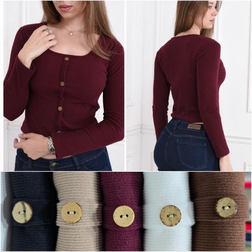 Camiseta Frizada con Botones