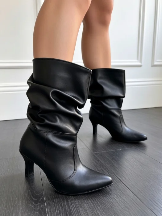 Bota Chocolate  y Negro ( Caña Media Loly)
