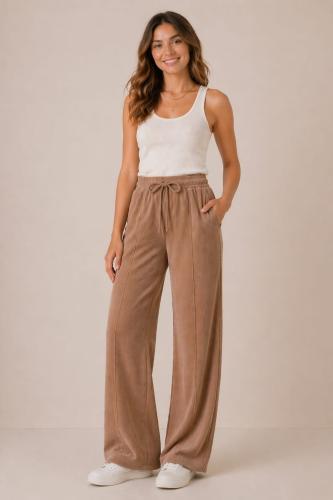 Pantalon Palazo Simil Corderoy Tela Invierno Darlon Acanalado - Miniatura 3