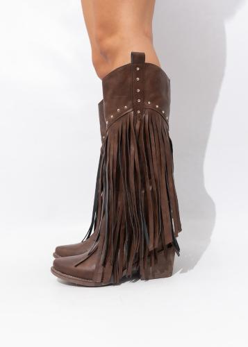 Bota Texana Flecos Caña Alta Rodeo Choco - Miniatura 3