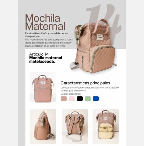 Mochila Maternal Matelaseada Sunshine Art.14 Surtida de Colores