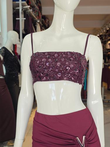 Top Bando con Bretel Lentejuela Flor