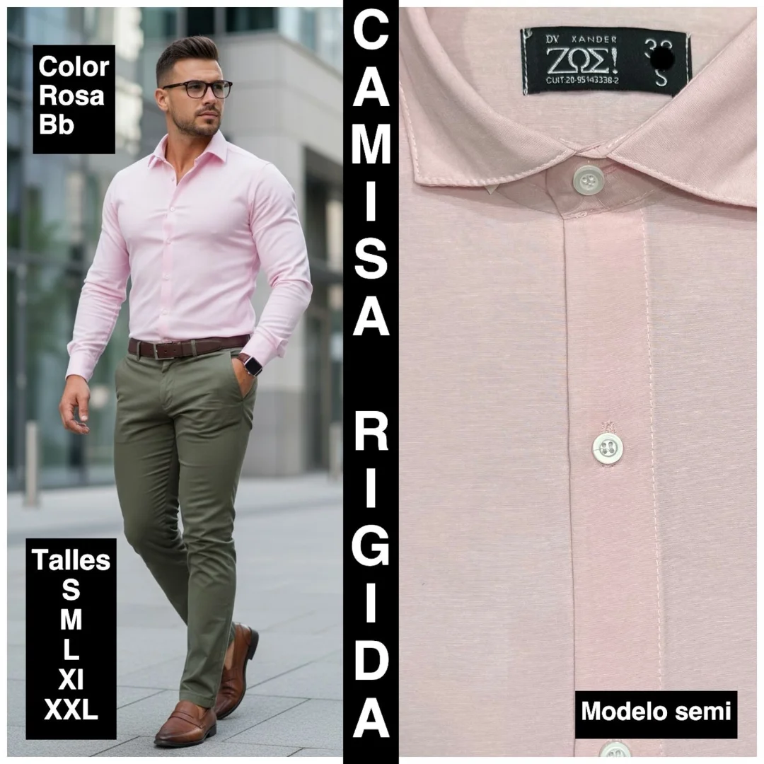 Camisas Lisas Rigidas Modelo Semi Entallado - Imagen 2