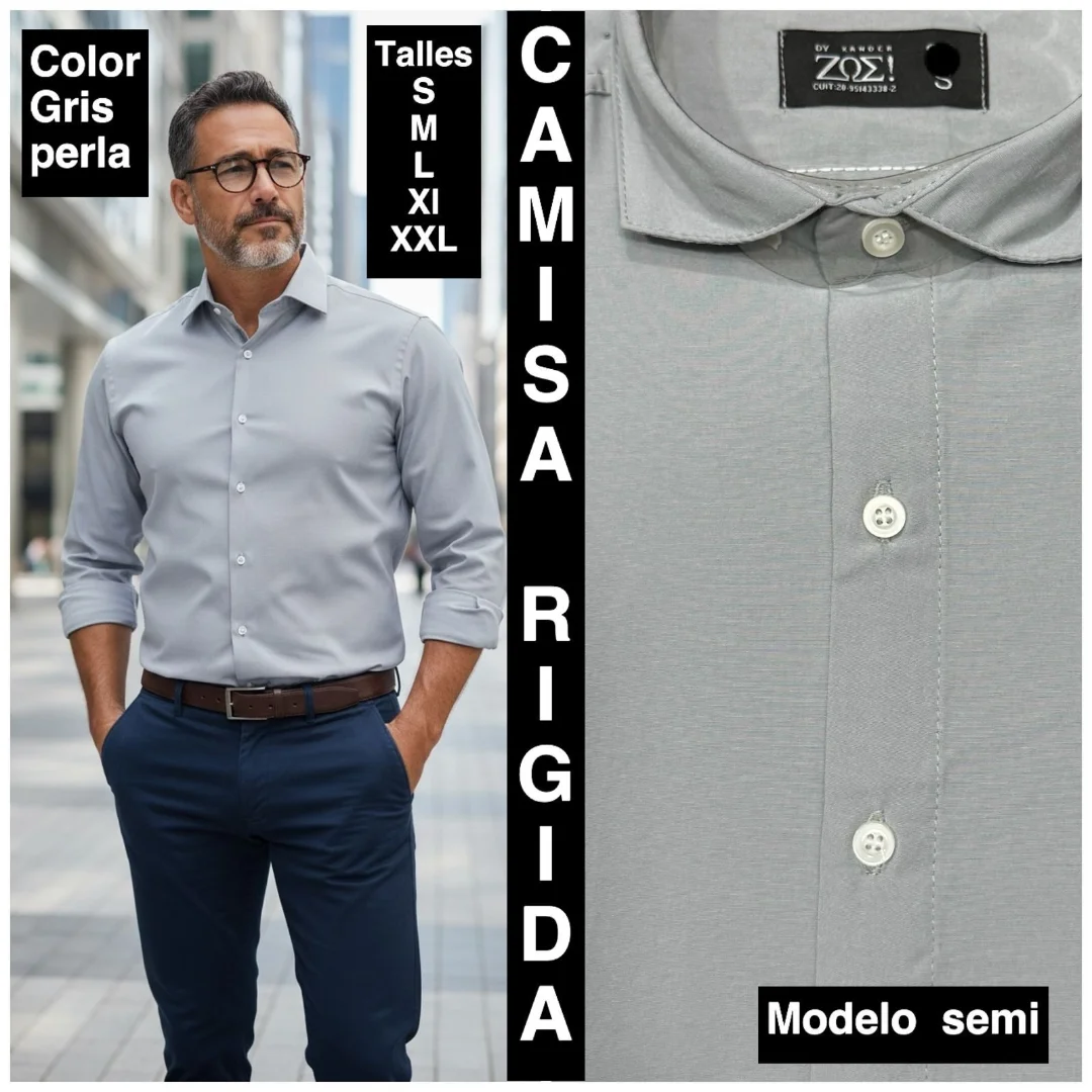 Camisas Lisas Rigidas Modelo Semi Entallado - Imagen 3