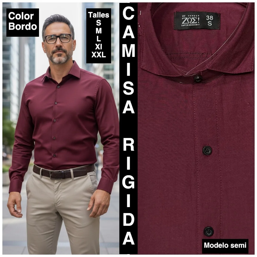 Camisas Lisas Rigidas Modelo Semi Entallado - Imagen 6