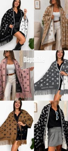 Ruana Lv  Reversible con  Flecos - Miniatura 3