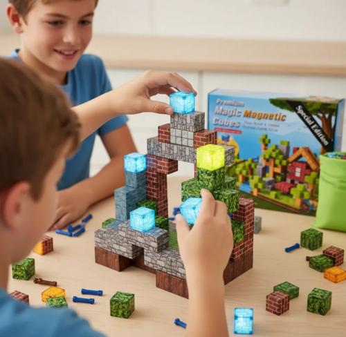 Juego de Bloques Magnéticos Imantados C/ Luz Led  de 100 Piezas, Jugueteria