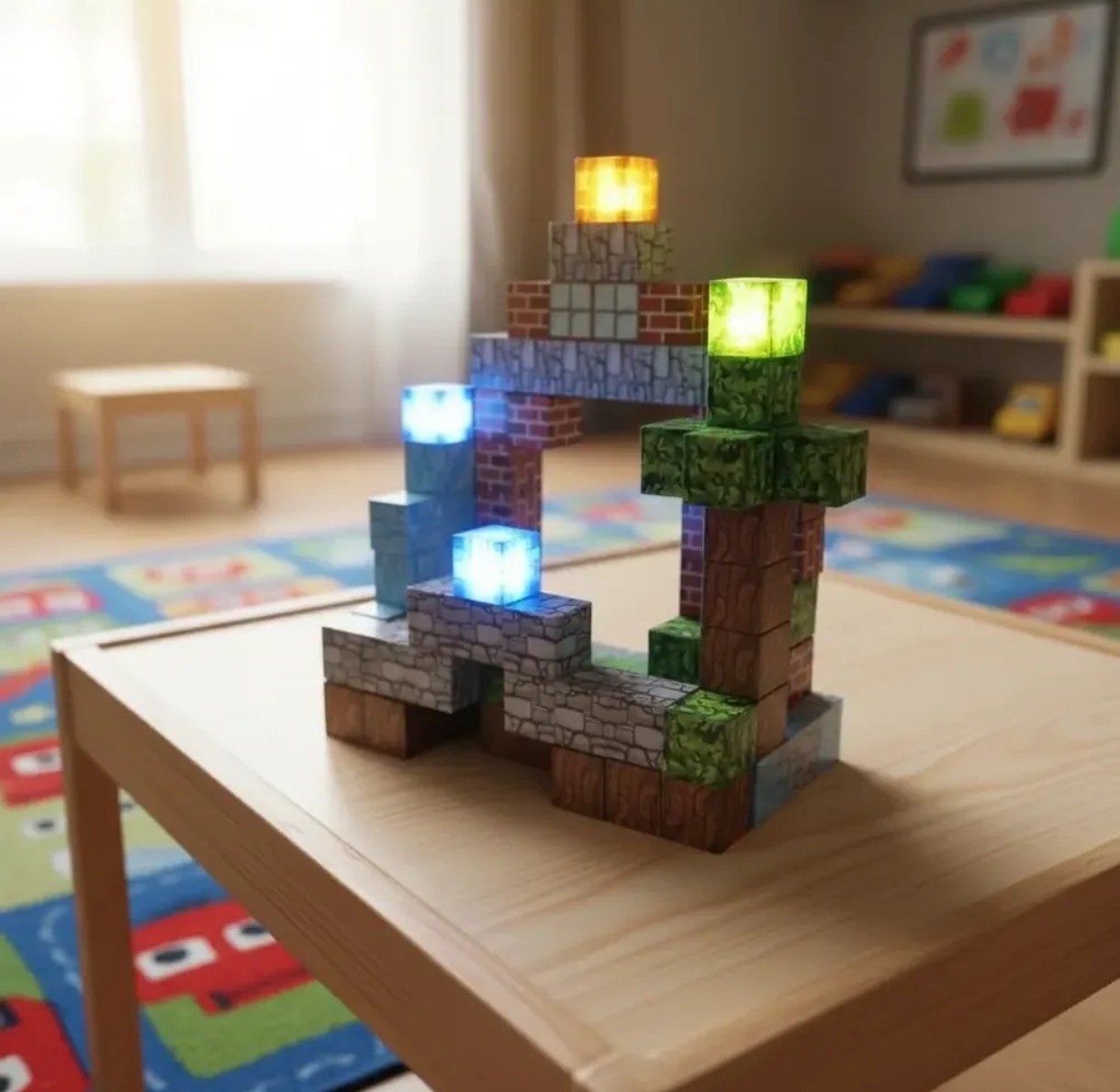 Juego de Bloques Magnéticos Imantados C/ Luz Led de 100 Piezas, Jugueteria - Imagen 3