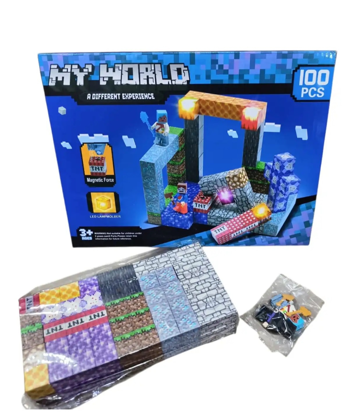 Juego de Bloques Magnéticos Imantados C/ Luz Led de 100 Piezas, Jugueteria - Imagen 4